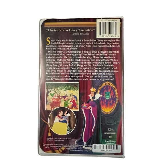 Walt Disney’s Masterpiece Snow White & the Seven Dwarves VHS – Preowned - Picture 3 of 3
